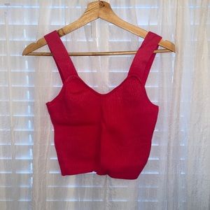 NWOT Small Hot Pink Rib-Knit Solid Sweater Tank Top from SHEIN